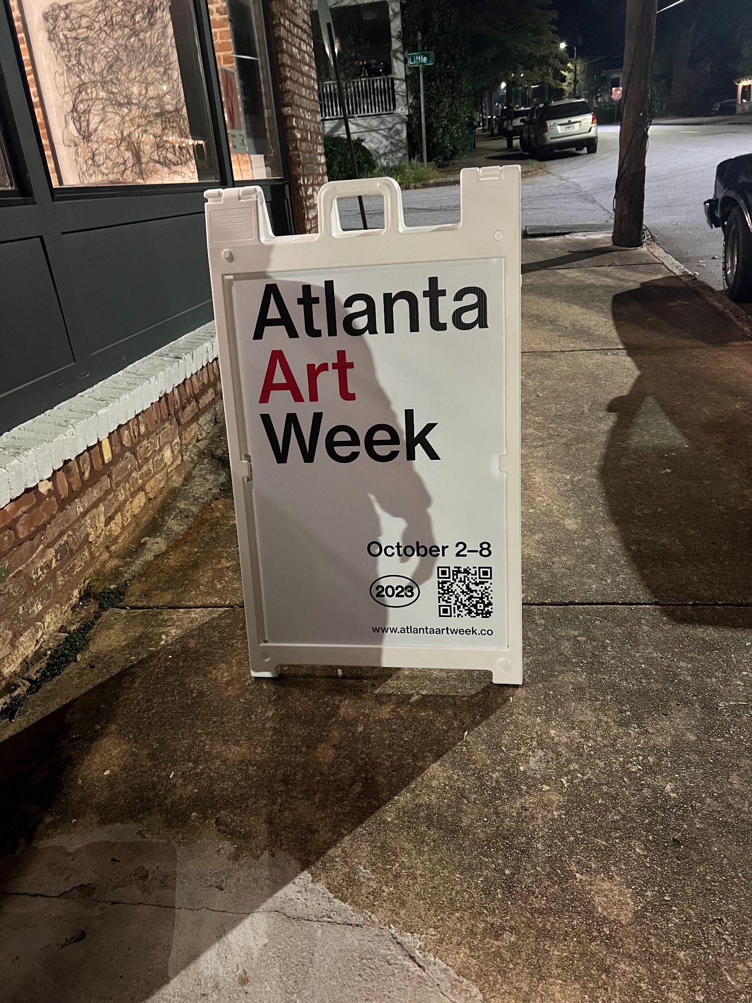 Atlanta Art Week signage on the street, October 2–8, 2023